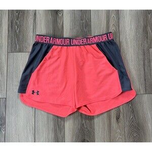Under Armour Active Shorts Women's Sz M Pink Loose Elastic Waist Pockets UA Logo